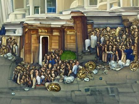 A beautiful detailed oil painting of a hoard of average brit...