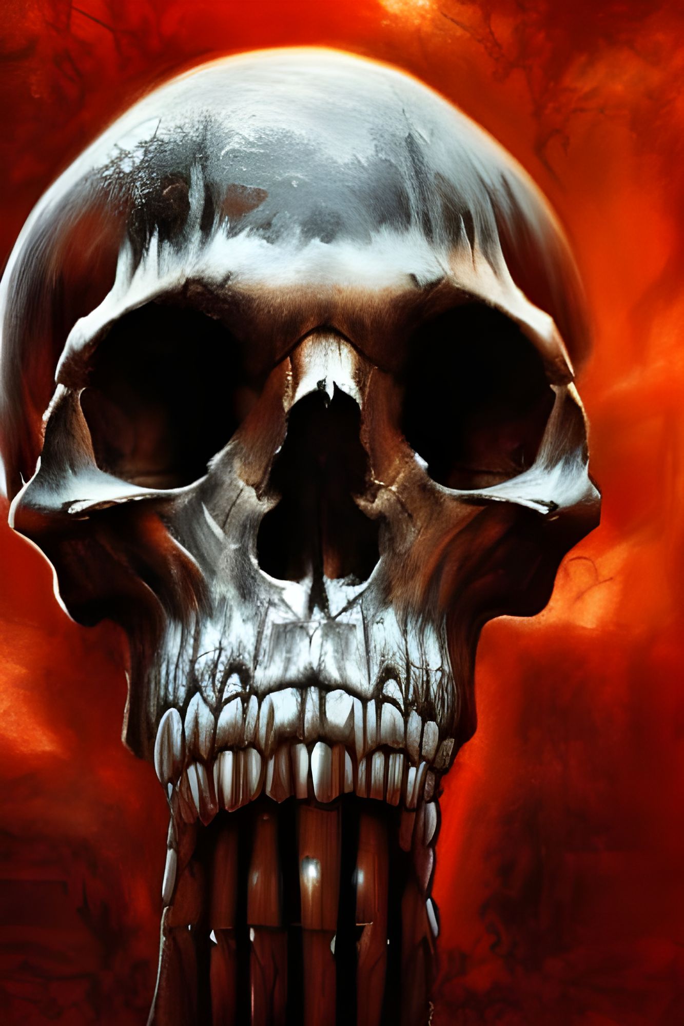 Set dark skull head bones with rose hand drawn Vector Image