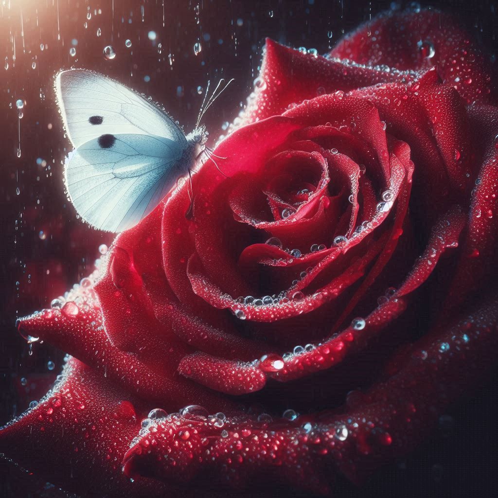 Red Rose and Butterfly