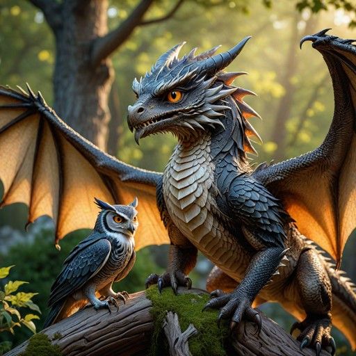 Dragon with Owl