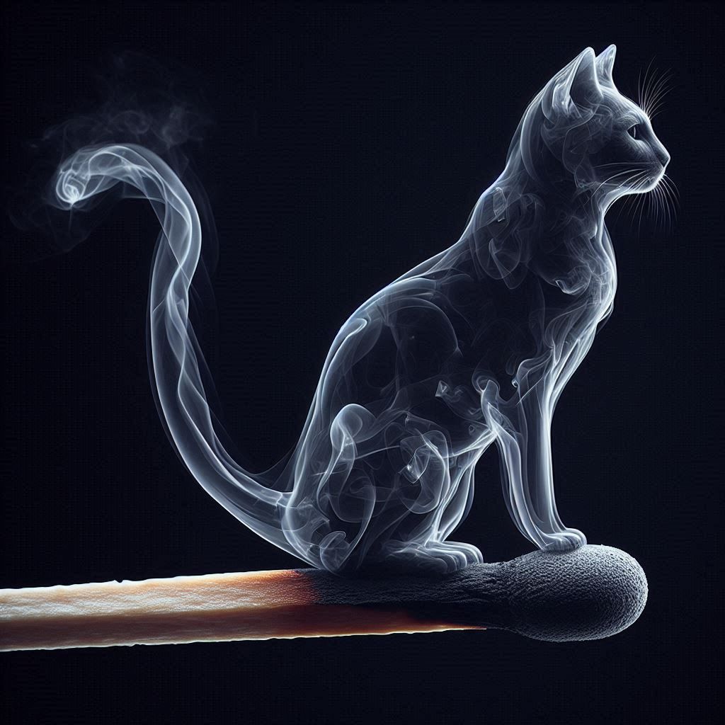 Smoky match cat