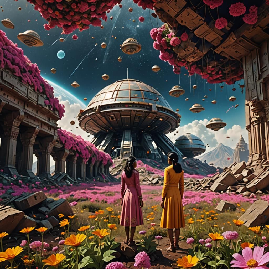 Goddess Sanctuary Among Spaceship Ruins