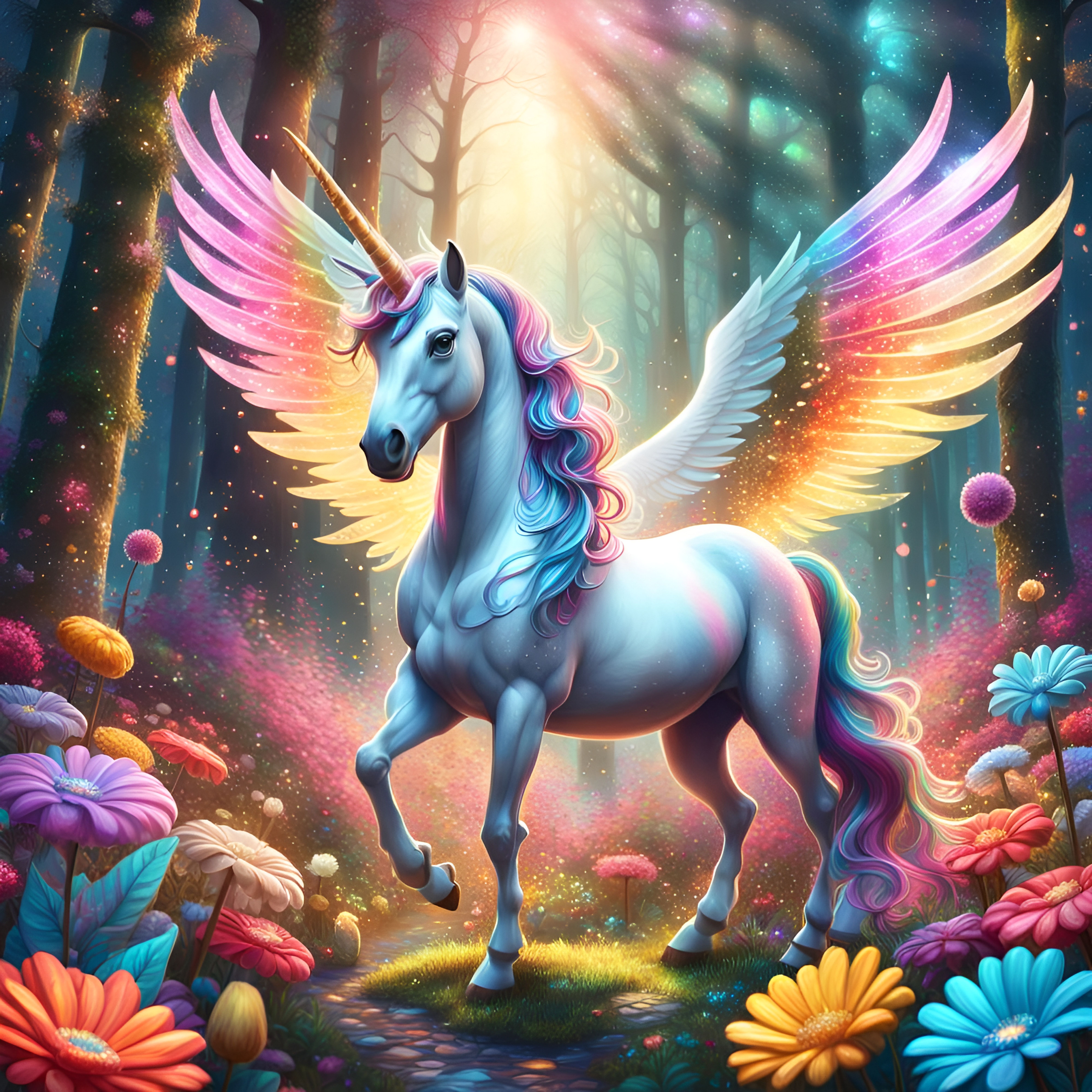 Rainbow Unicorn, Digital Art Download