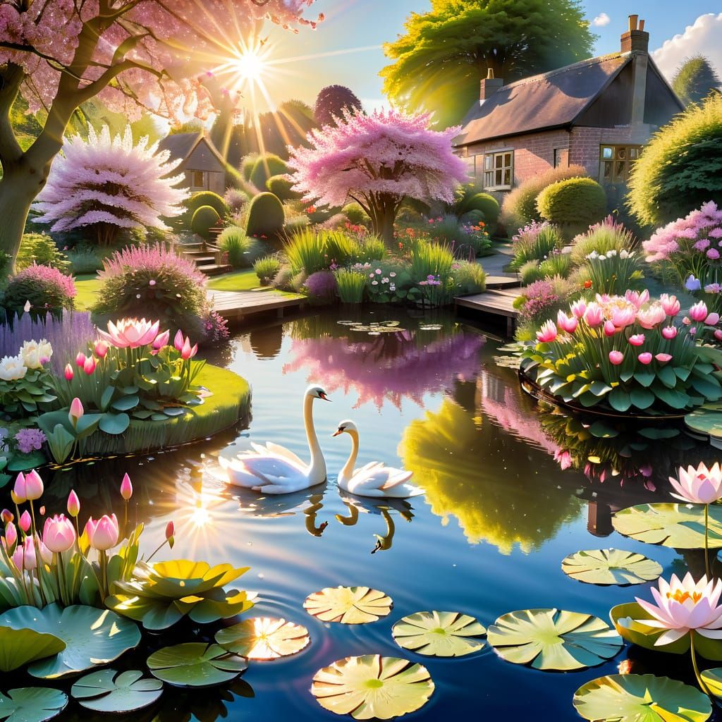 Swans enjoy the pond  by @Mulgar the Merciful 