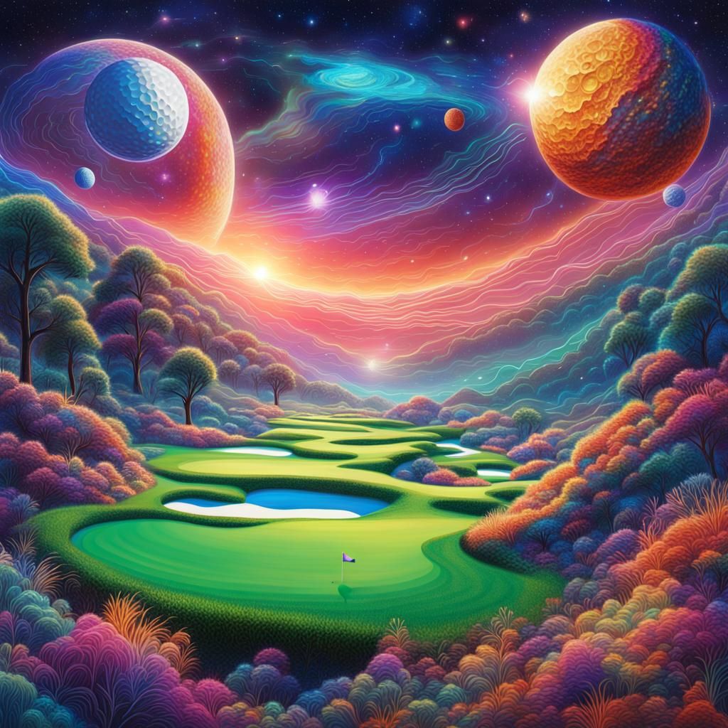 Golf course in space - AI Generated Artwork - NightCafe Creator