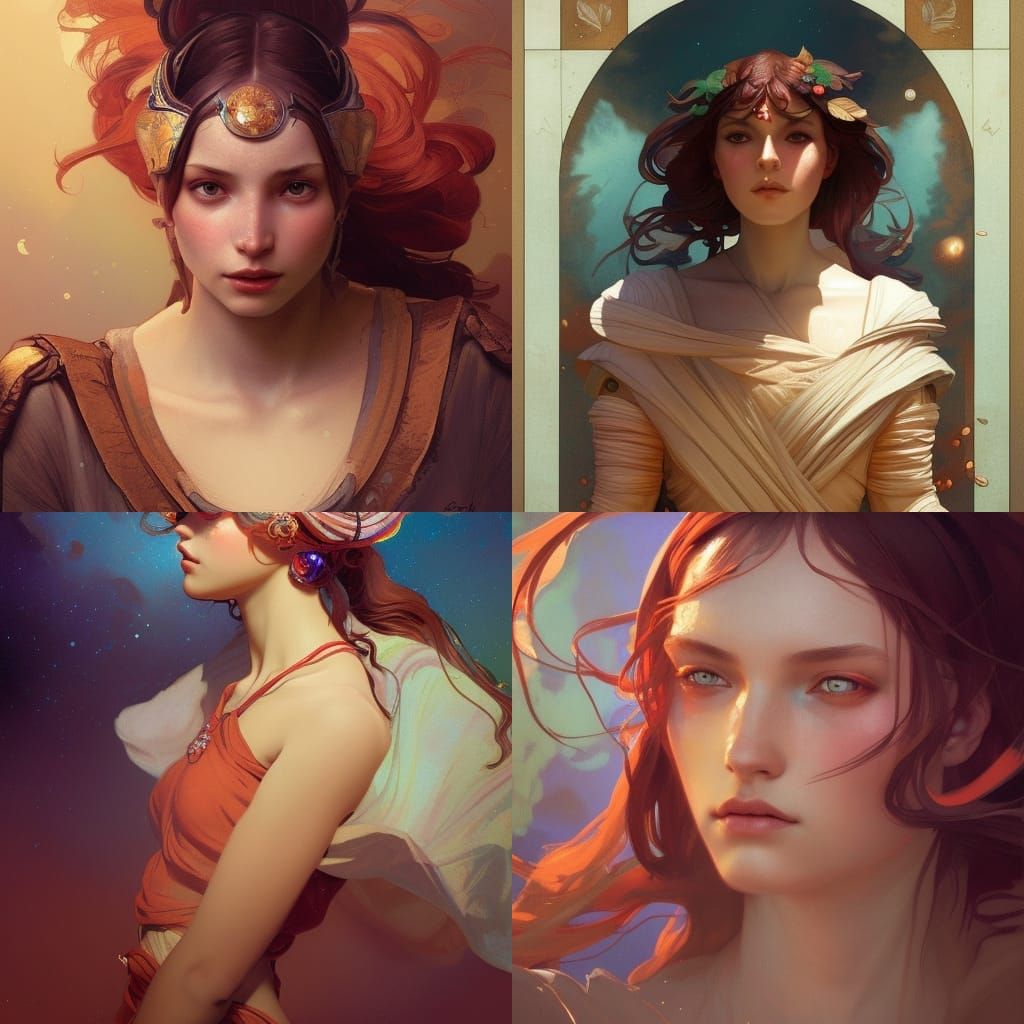 Renaissance Girl with Mars in Hyperdetailed Digital Art