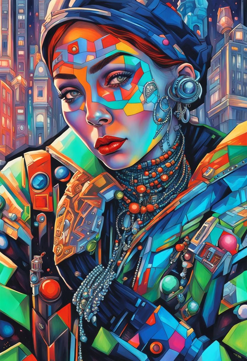 Hyperrealistic portrait of a beautiful woman wearing intrica...