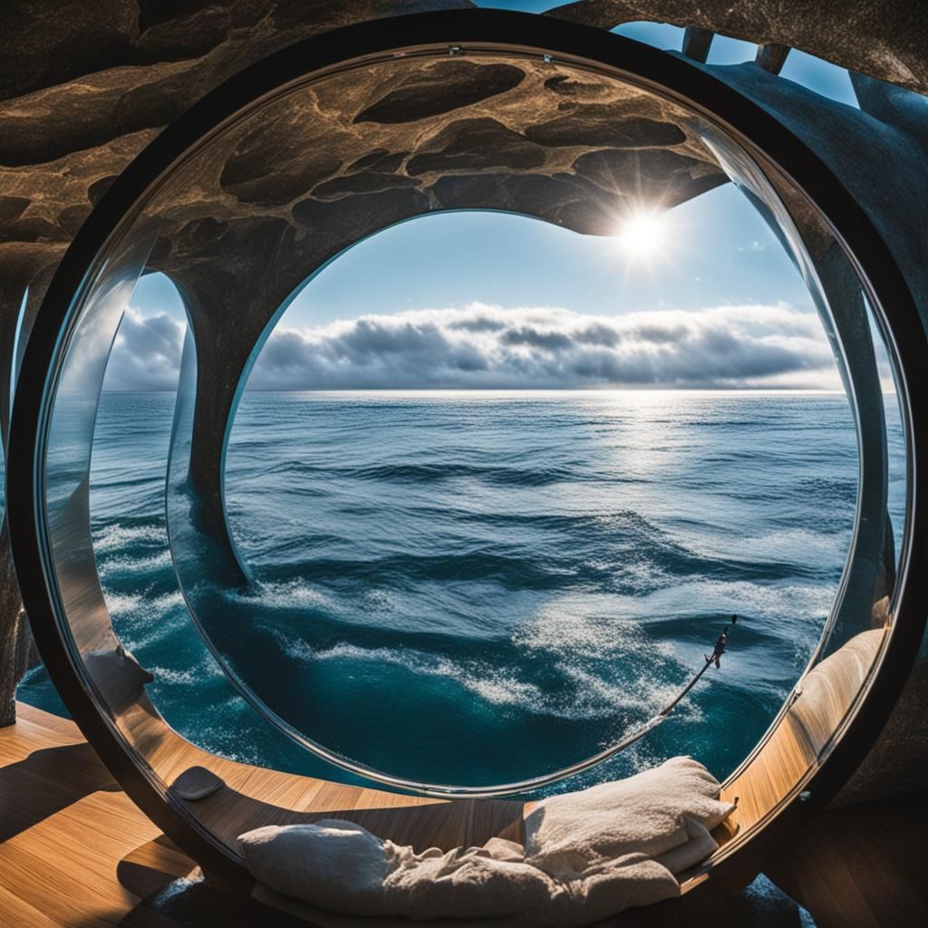 A space inside a glass orb in the ocean