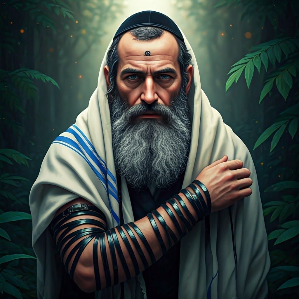 Hasidic Man in Mystical Forest, Fantasy Art Portrait
