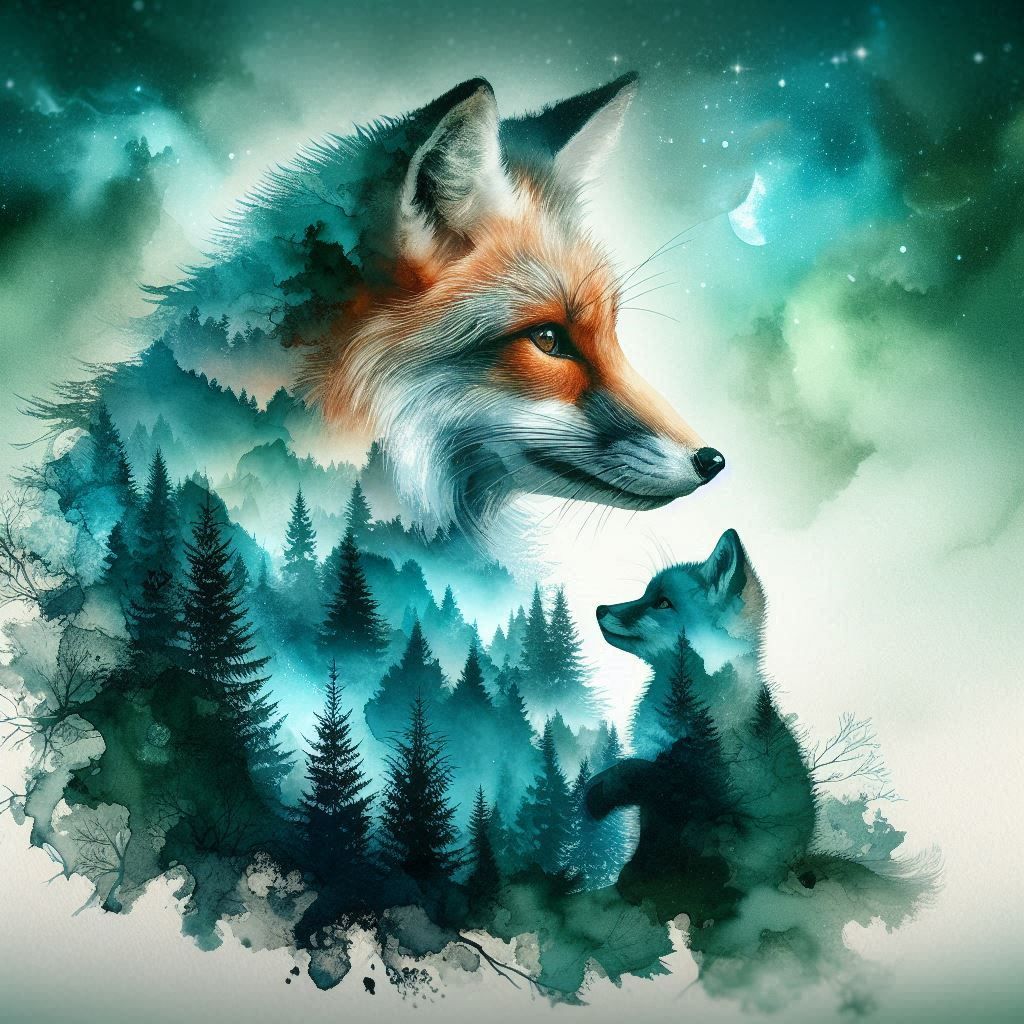 Fox - Double exposure Art