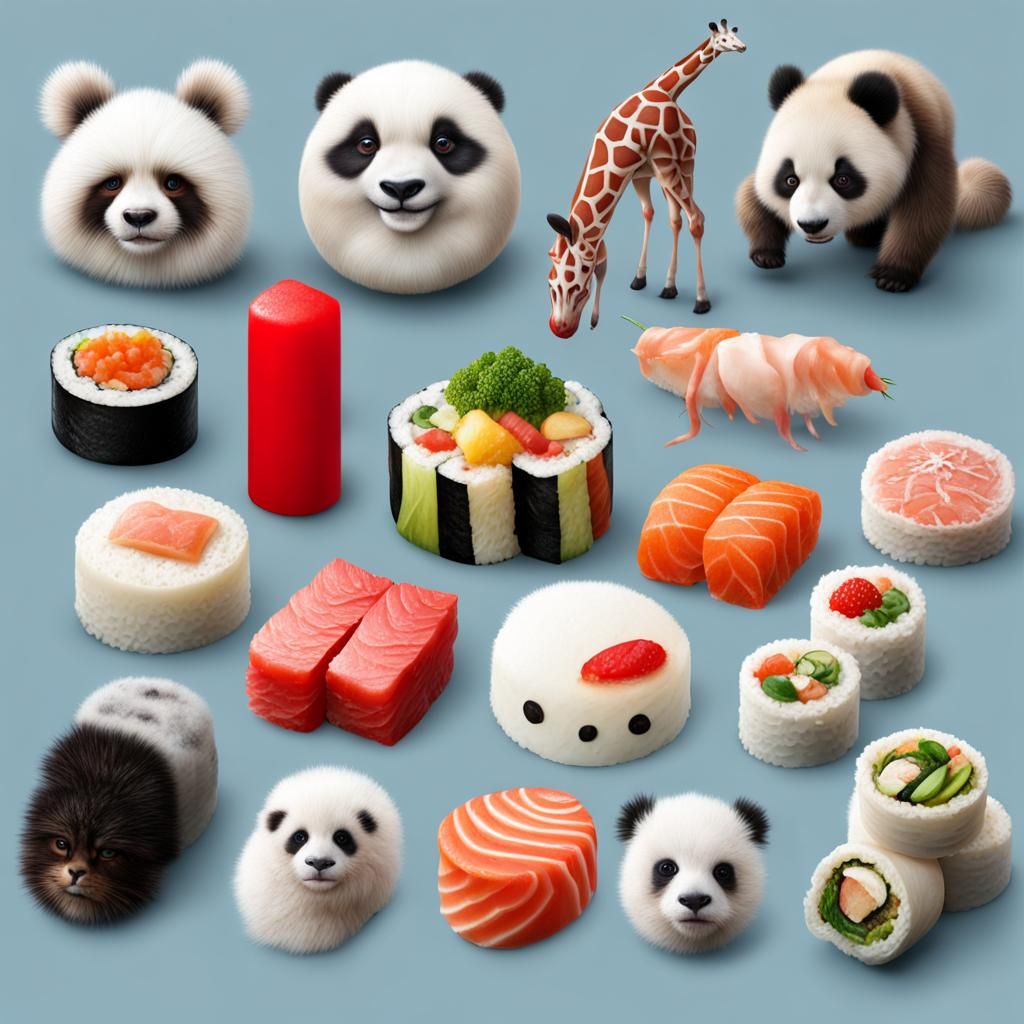Hyperrealistic animal sushi 🍣