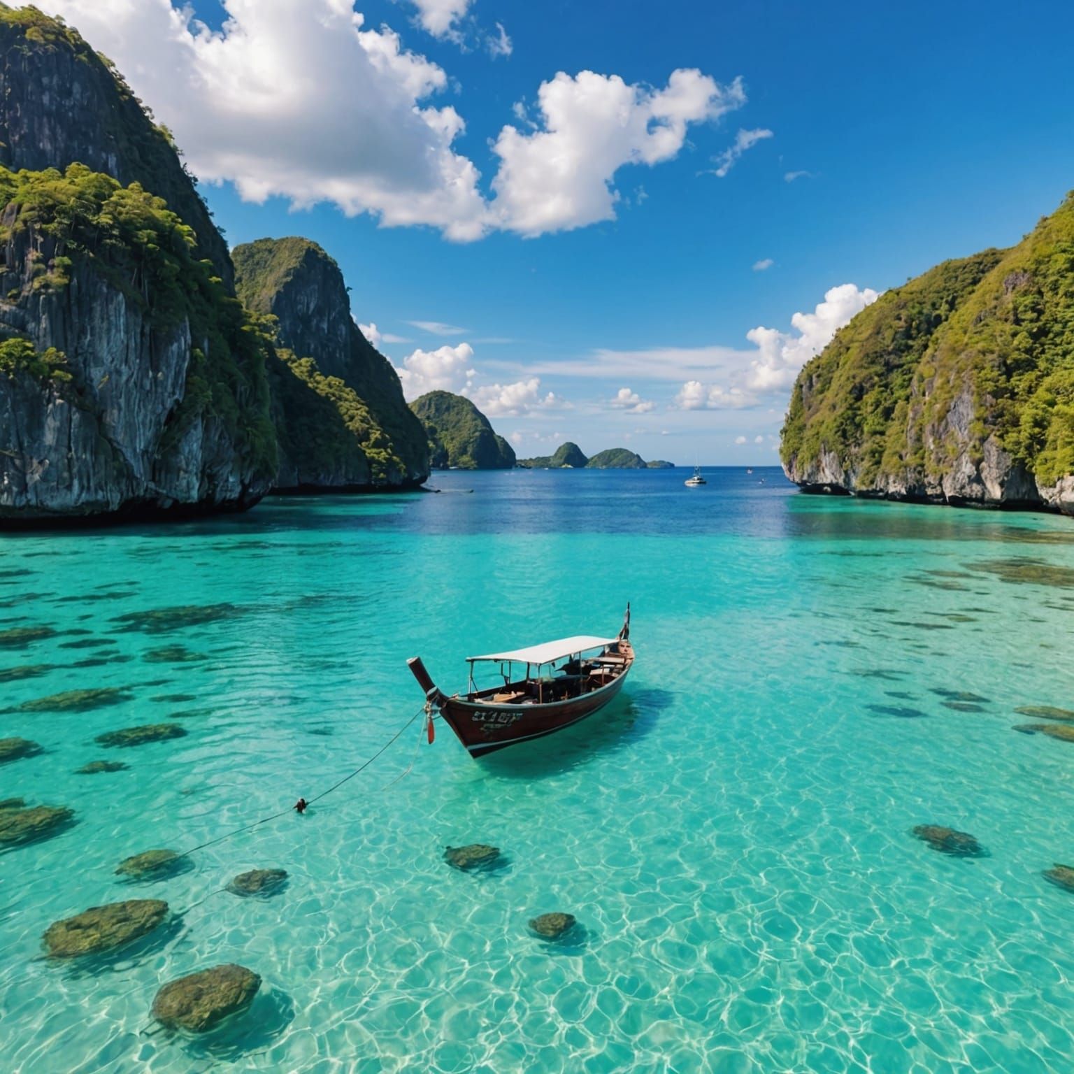 Banca boat in a turquoise sea in the philippines. Beautiful image, like a promotional photo, sunny day ...  by @Al_in_Tanzania