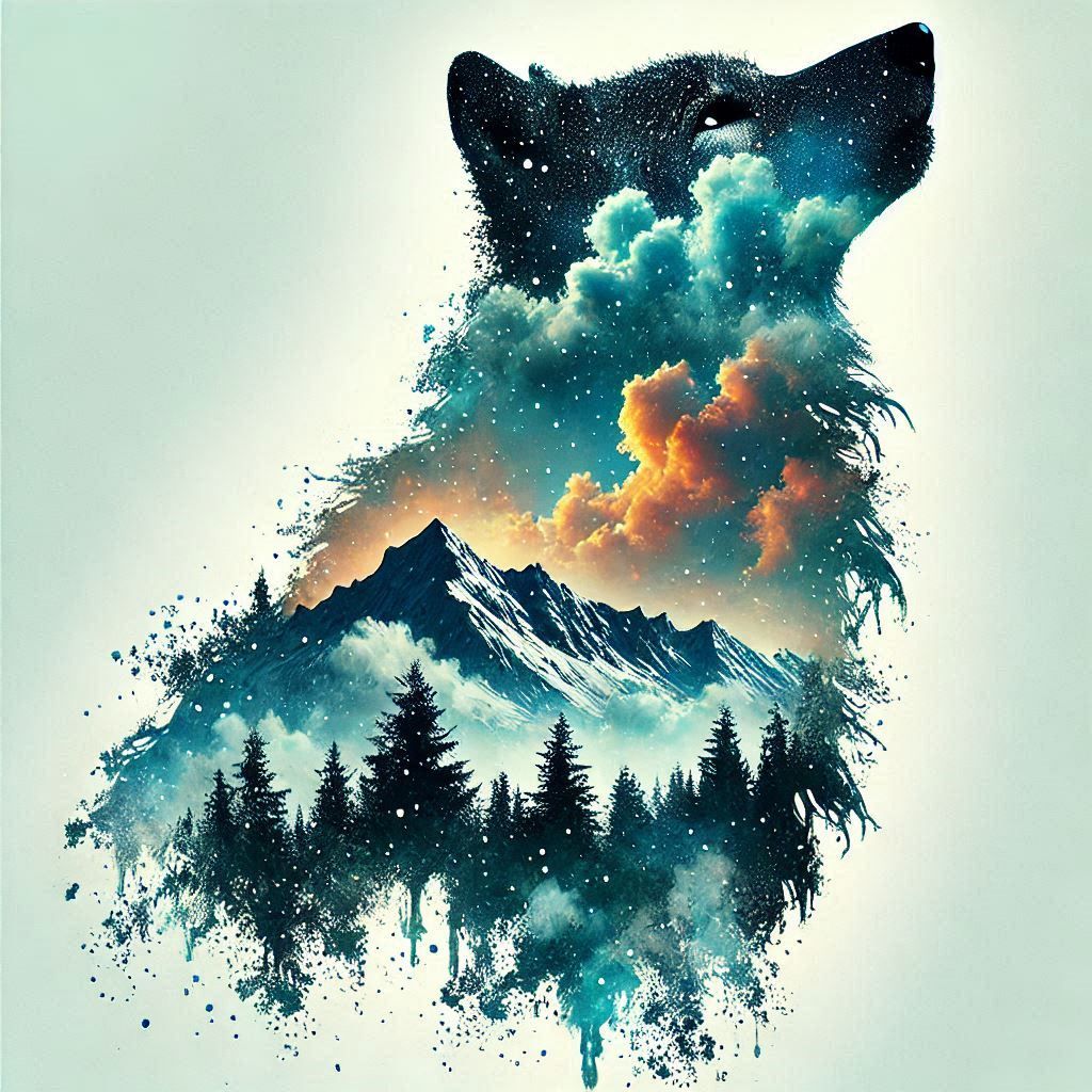 double exposure beautiful fantasy portrait landscape..