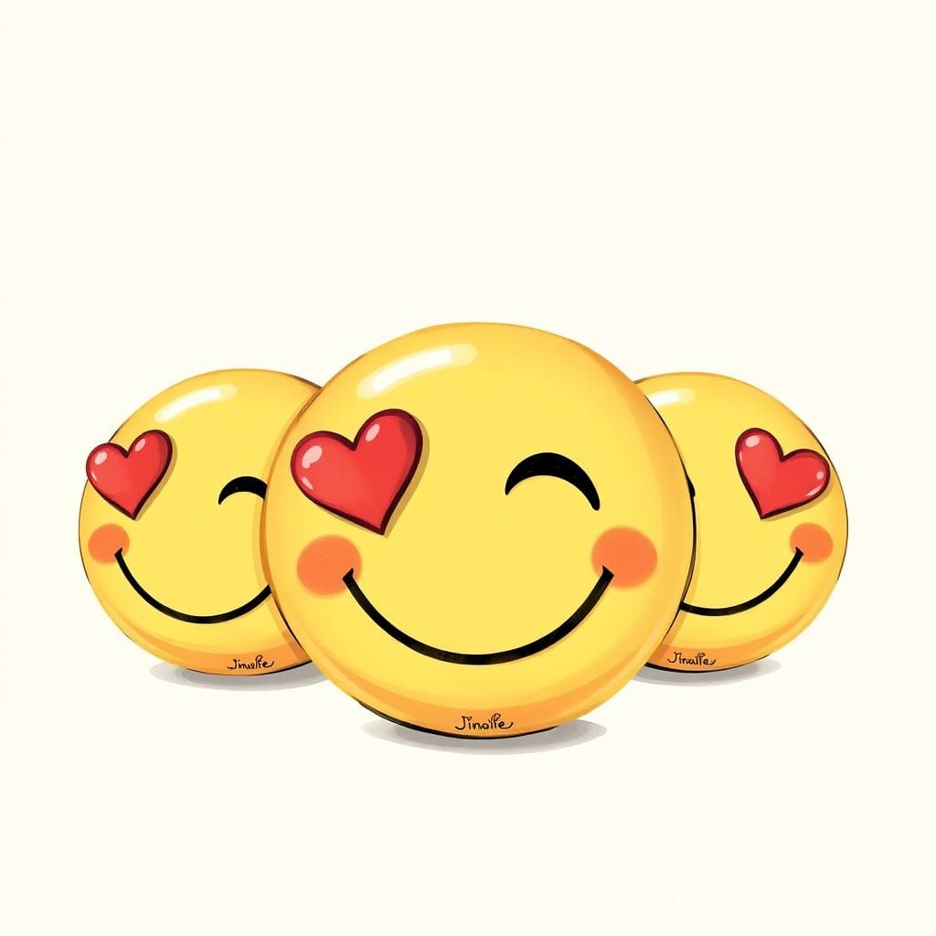 Three Smiling Faces Illustration in Dreamy Pastel Colors