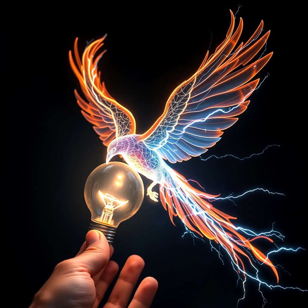 Bulb Is A Tasty Treat For A Bird Made Of Light  by @The Nights Sky