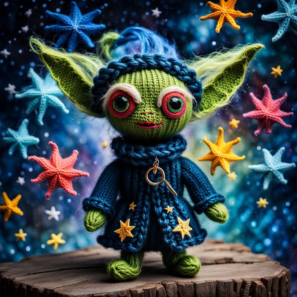 Magical Farm Scarecrow: Starry Night Abstract Expressionism