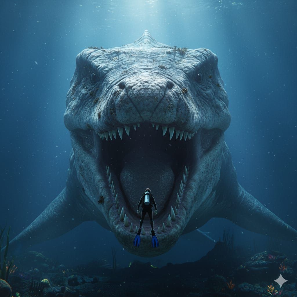 Terrified Scuba diver cornered by the bloop sea monster whil...