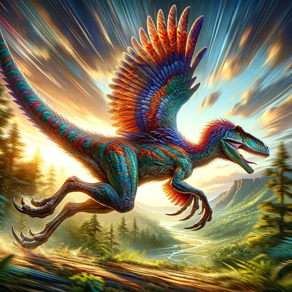 Raptor With Wings Of The Jurassic Time