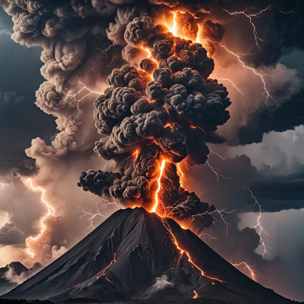 Epic volcanic eruption with lightning  by @KNOBBY