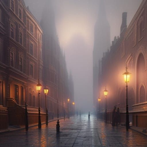 1880s misty London street - AI Generated Artwork - NightCafe Creator