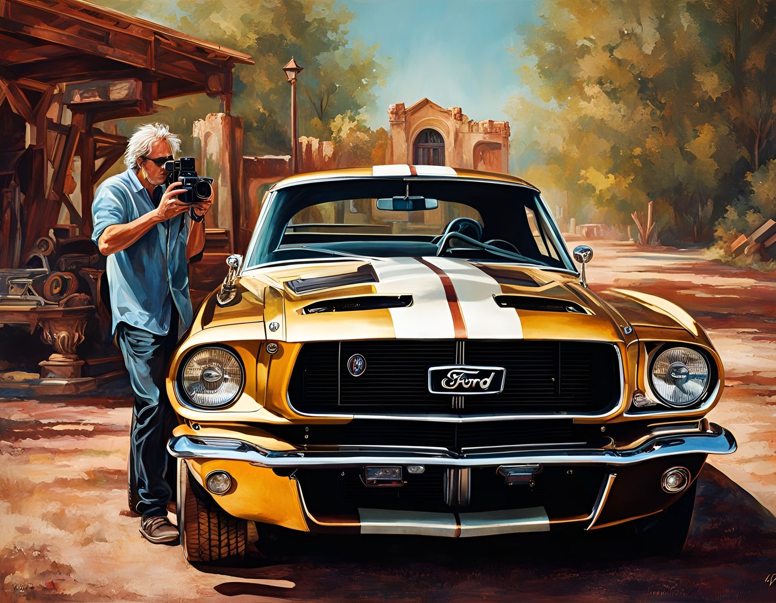 A hyper realistic hyper detailed  man  taking photos at a Fo...