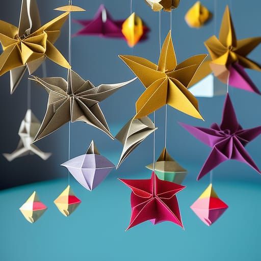 Origami mobile of outer space. Origami paper folds papercraft, made of ...