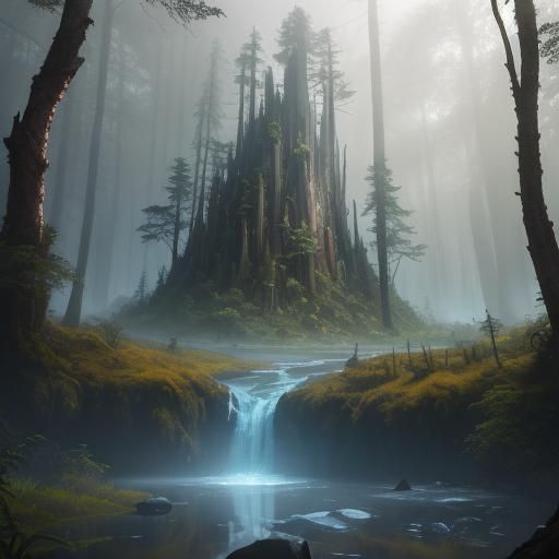 Magician in Mystical Forest: Digital Matte Painting