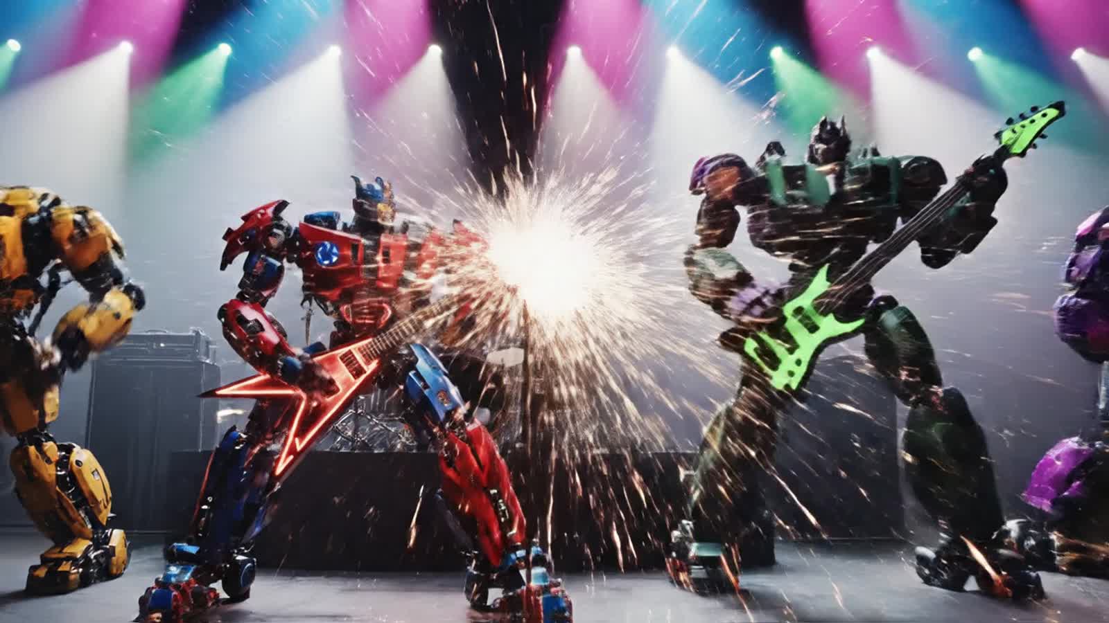 Transform robots in a band rocking out, Robot noises