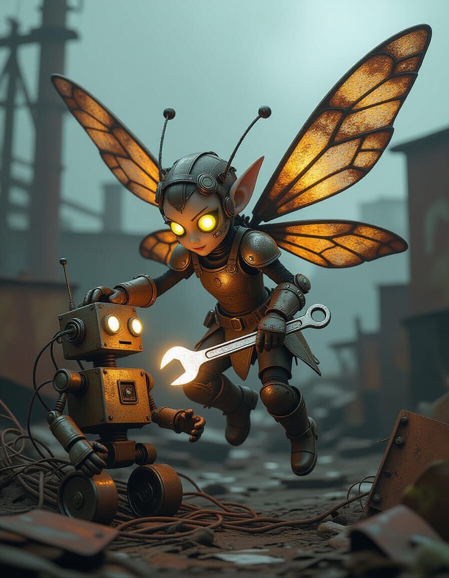 Junkyard Fairy  by @AdvanceBegginerAIGenerator