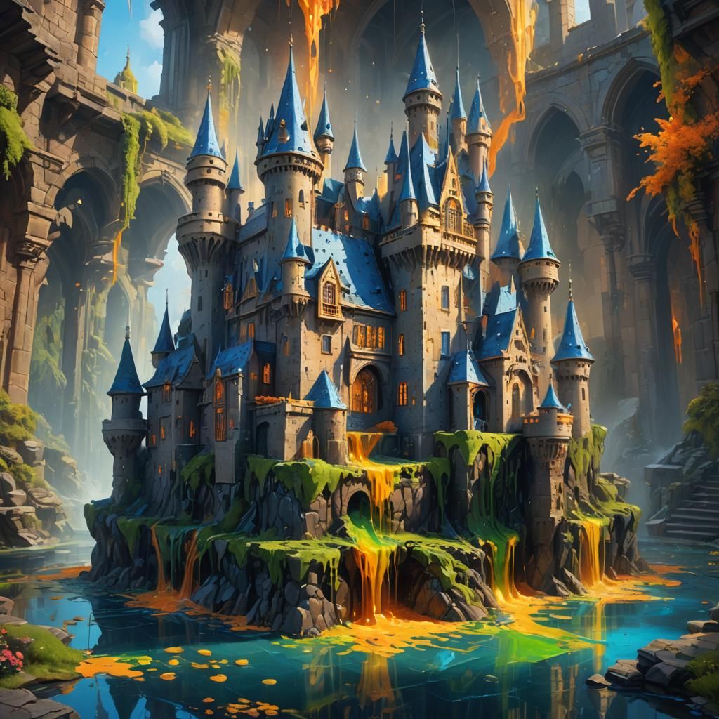 Paint Can Creates Borg Castle: Vibrant Concept Art