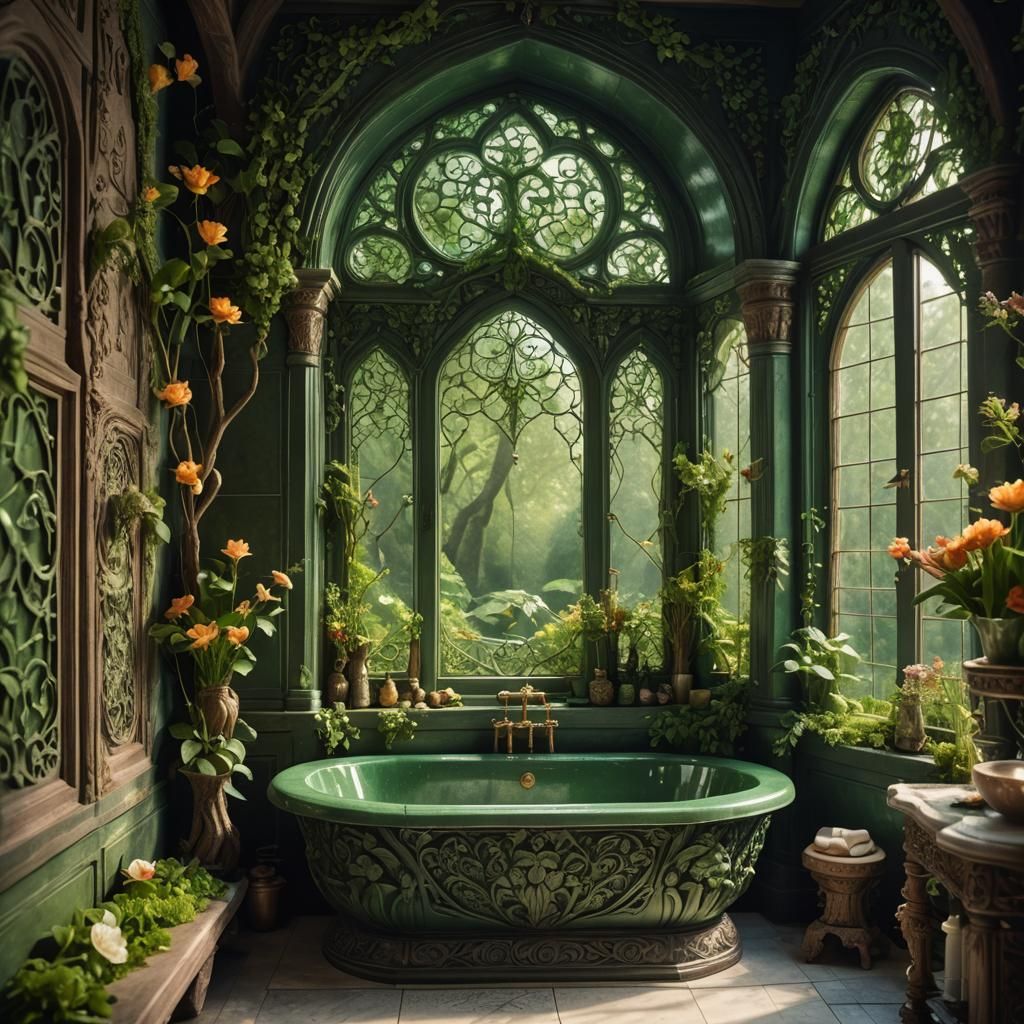 Luxurious Elven Bathroom with Intricate Carvings
