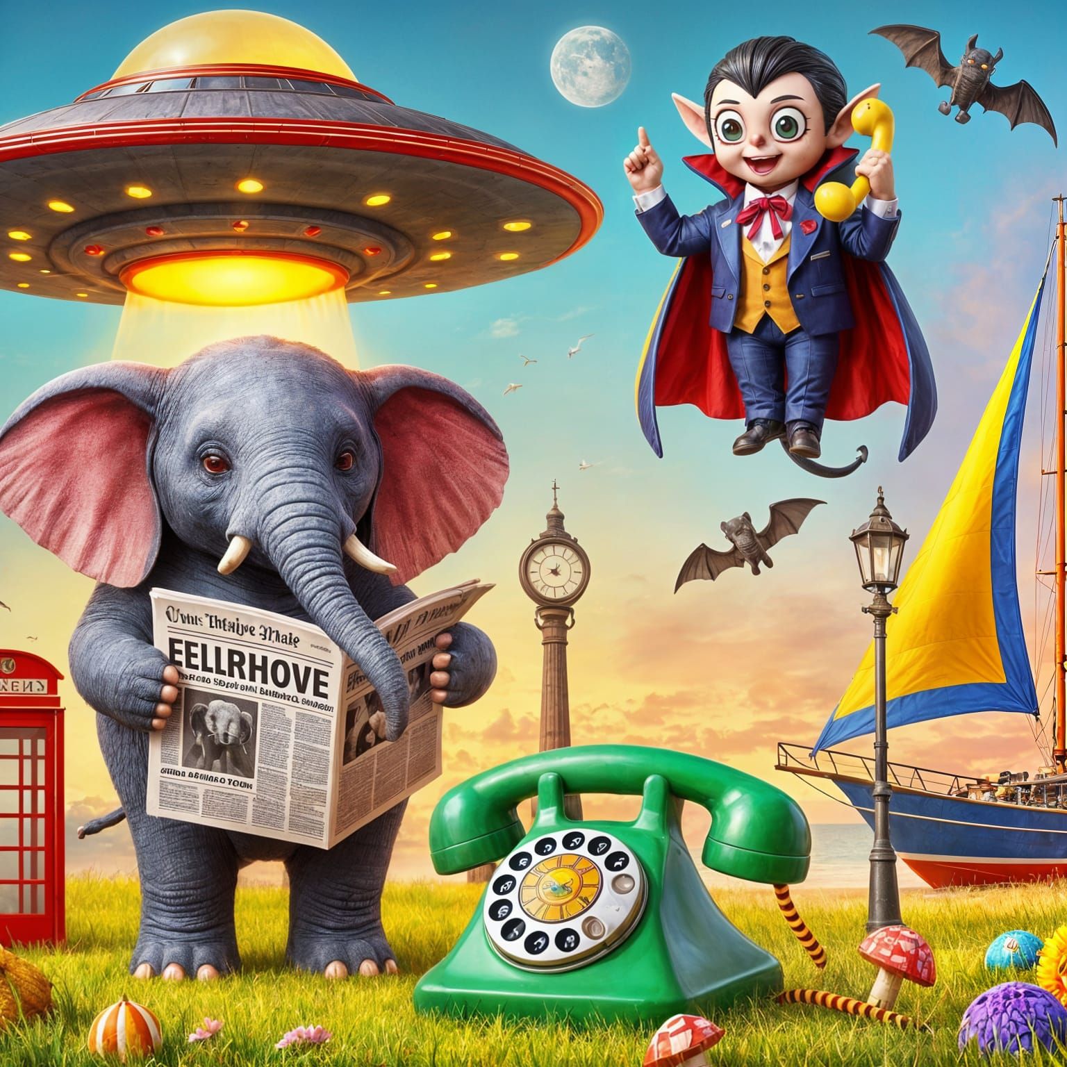 🐘🛸🗞️📞⛵️🧛