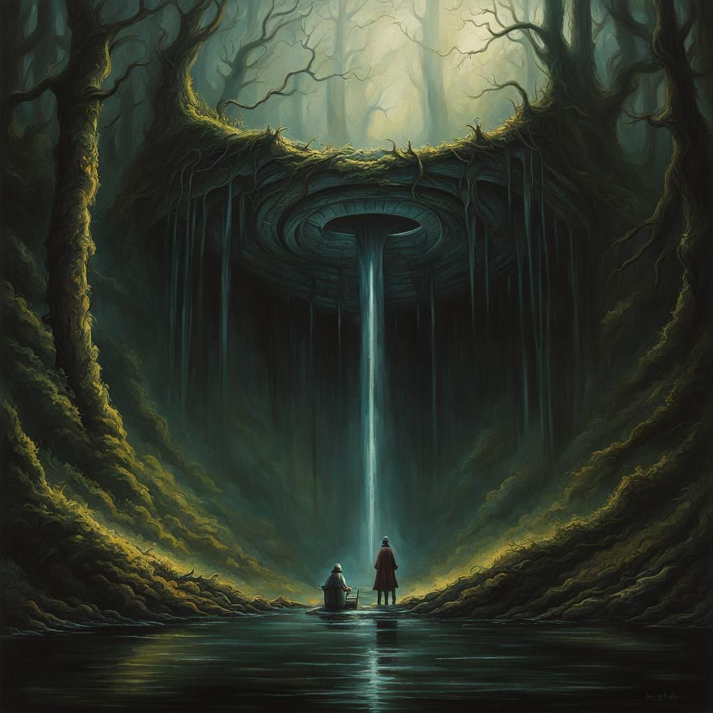well is a deep subject sinister by Greg Rutkowski