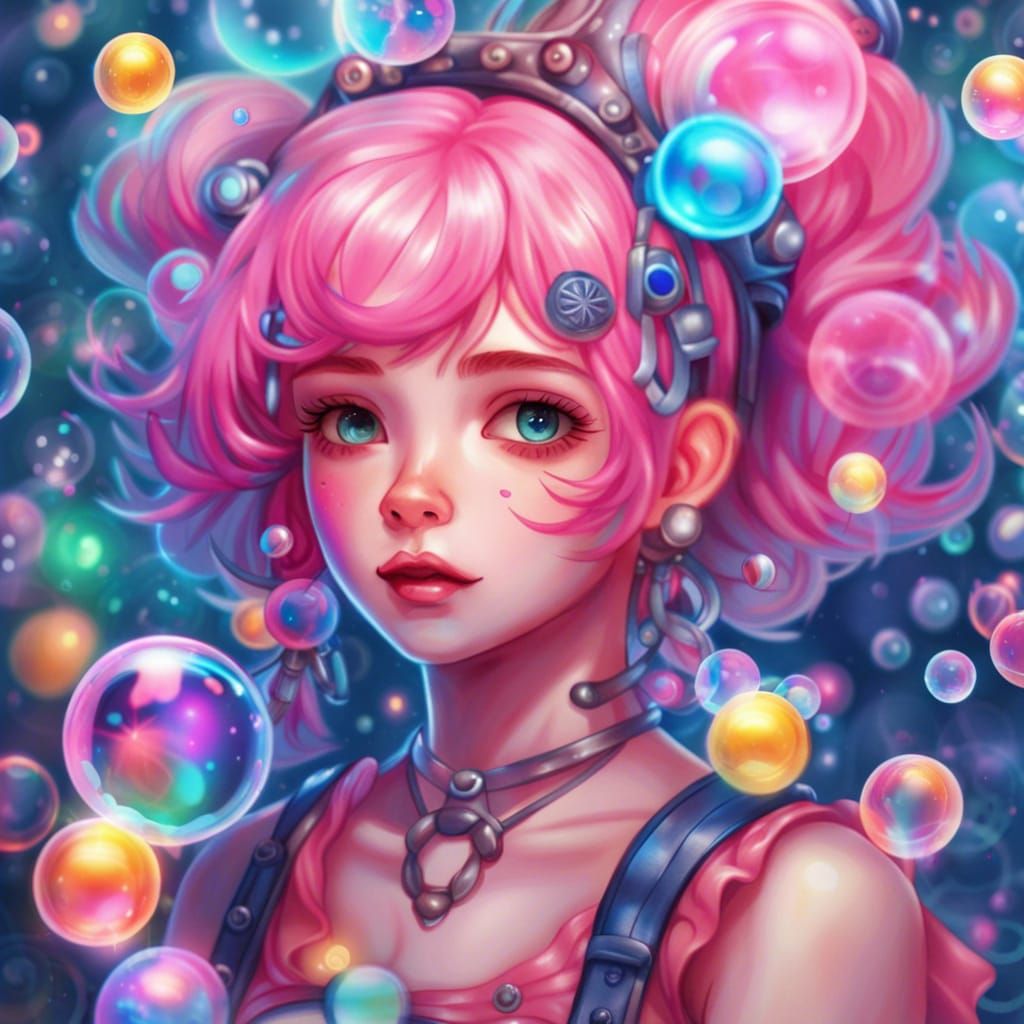 Rainbow maiden with colorful bob cut hair, colorful headband, vibrant eyeshadow, insanely detailed photorealistic, aesthetic, intricate, rai...