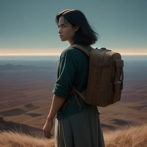 Traveler at Golden Hour in Cinematic Style