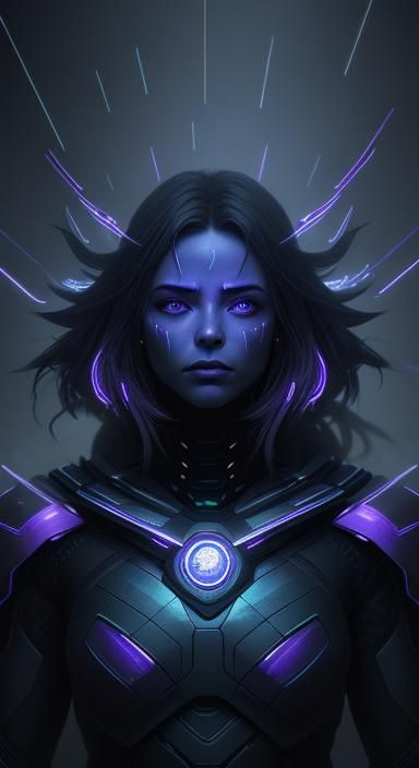 a digital glitch goddess of technology