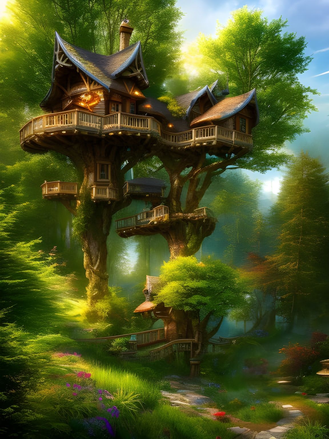 Treehouse Duplex AI Generated Artwork NightCafe Creator   QjcIyhwd662mp5cdZ7mZ  2  9mmax 2x 