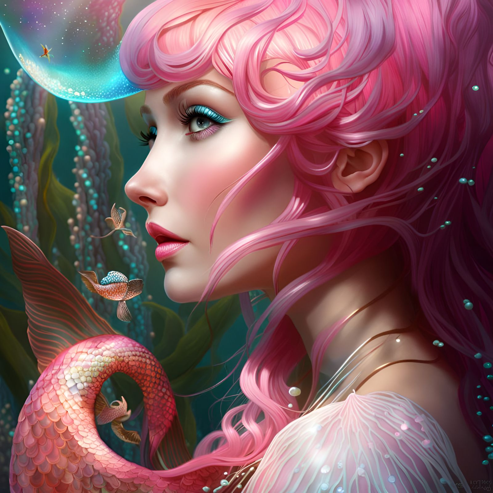 Pink-haired Mermaid - AI Generated Artwork - NightCafe Creator