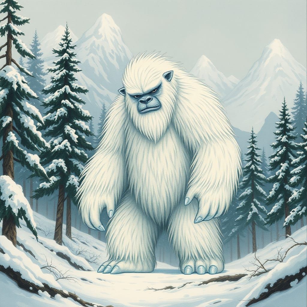 Majestic Yeti in Japanese Folklore Style