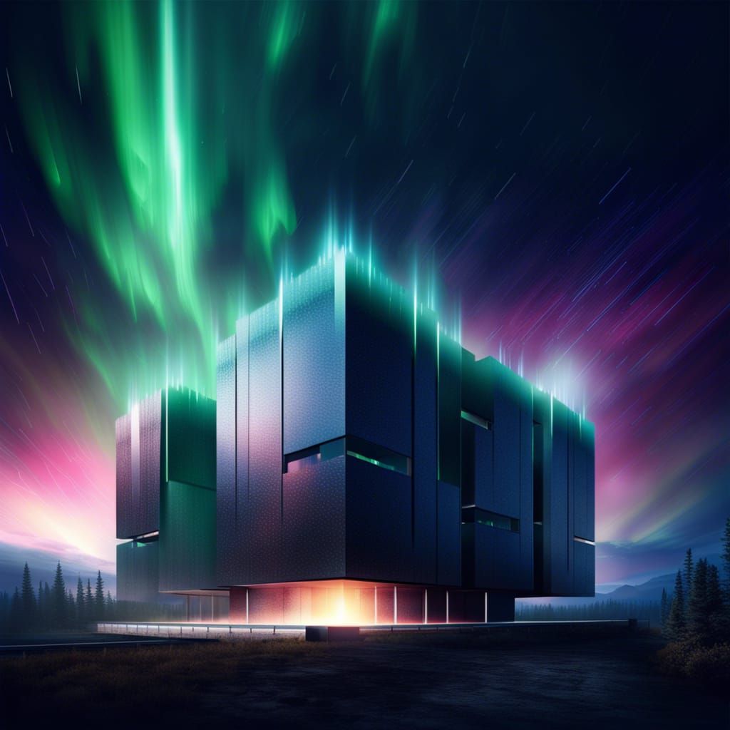 Aurora Borealis lightning sunrise starry sky, concept brutal...