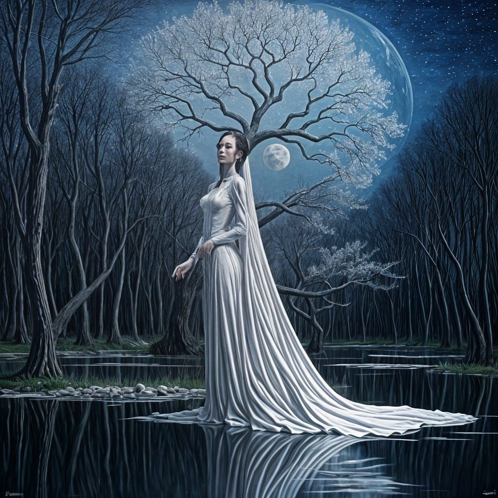 Surreal Dali-Inspired Dreamscape Under Starlit Moon