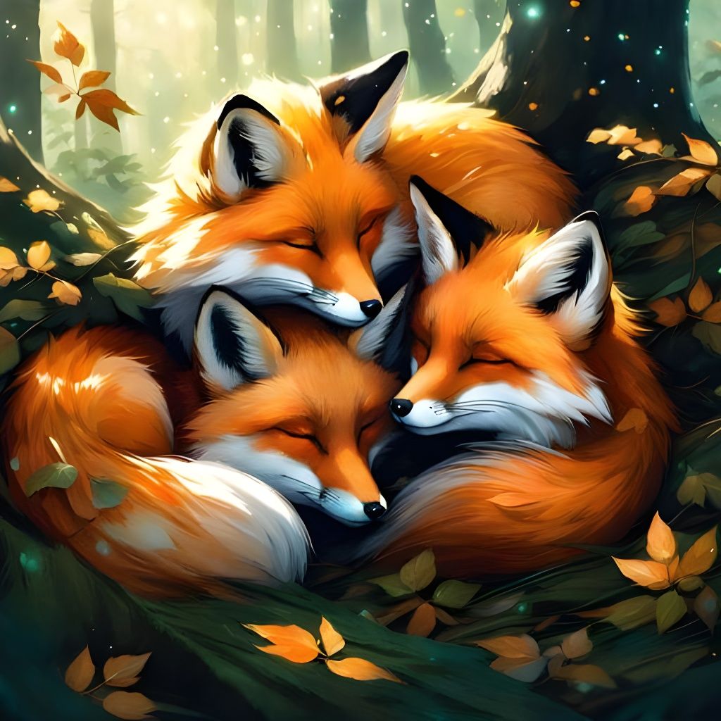 Sleeping Fox Cuddle Pile