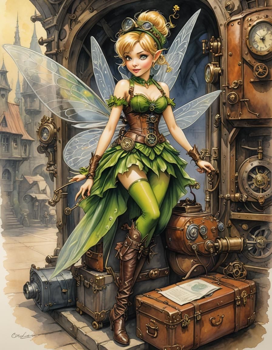 Steampunk Tinkerbell (take one) - AI Generated Artwork - NightCafe Creator