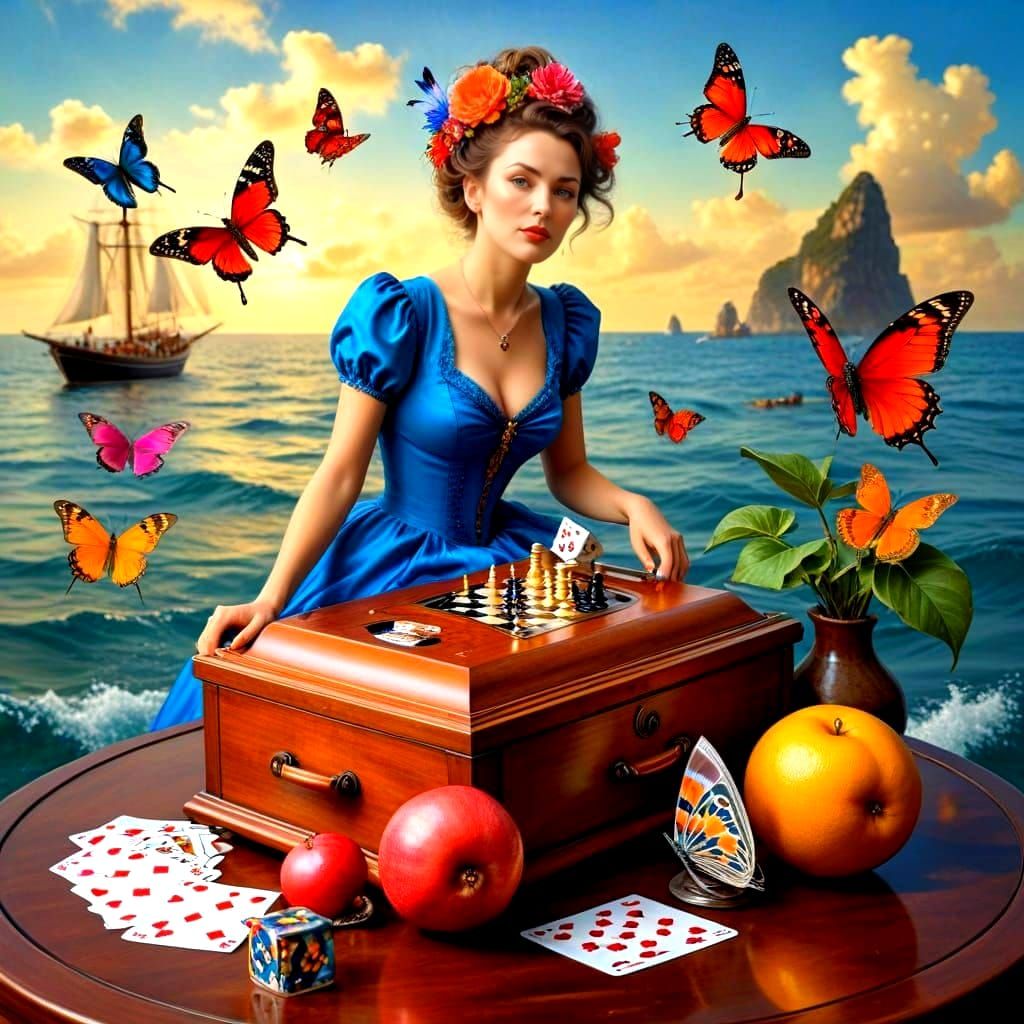 Surreal Woman in a Fantastic Landscape