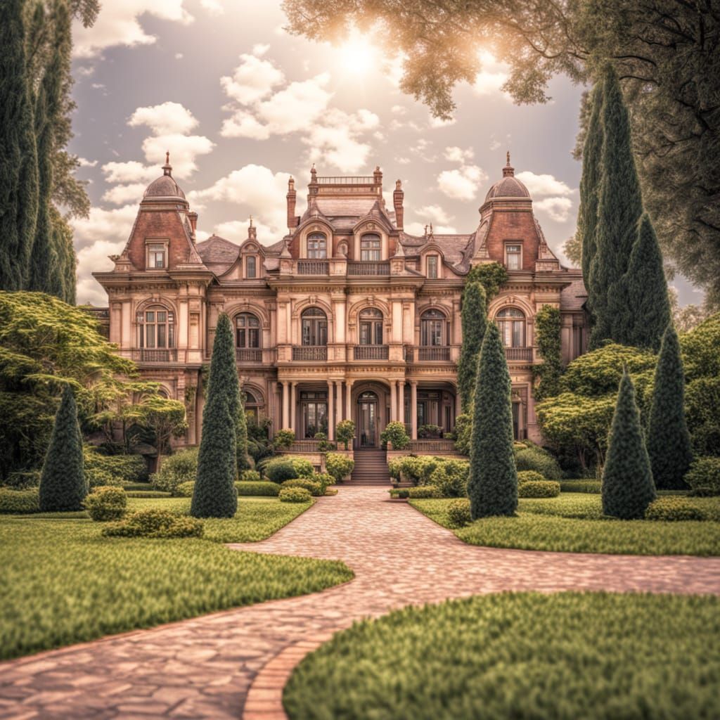 Massive mansion in a garden park, intricate details, HDR, beautifully shot, hyperrealistic, sharp focus, 64 megapixels, perfect composition,...