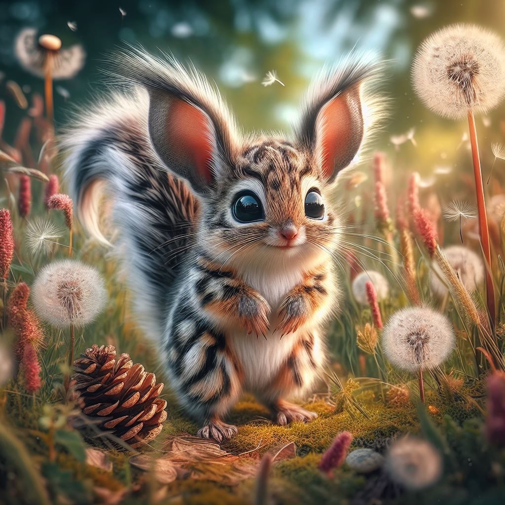 Little Squirrel Creature in Dandelions