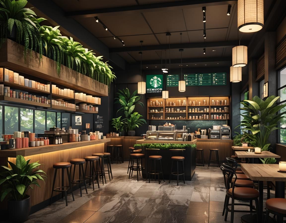 warm clean corporate minimalist japanese Starbucks coffee va...
