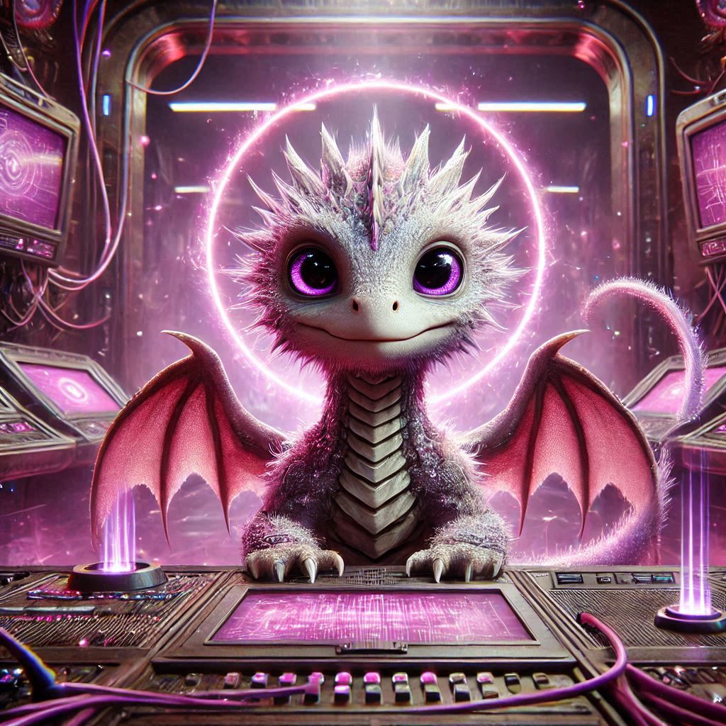 Cyborg baby dragon. . No school today!