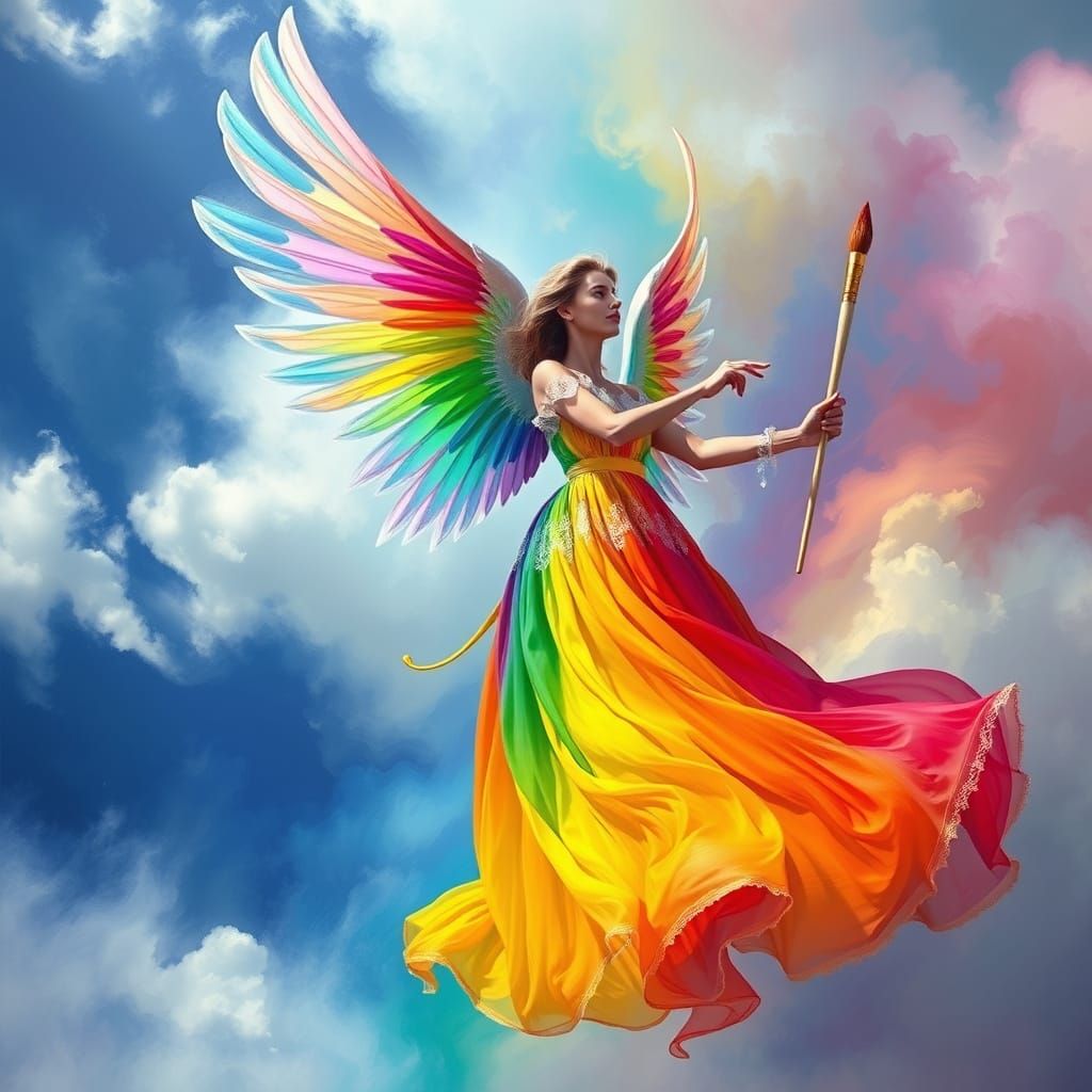 An angel painting a rainbow for every soul that passes  by @Prioress