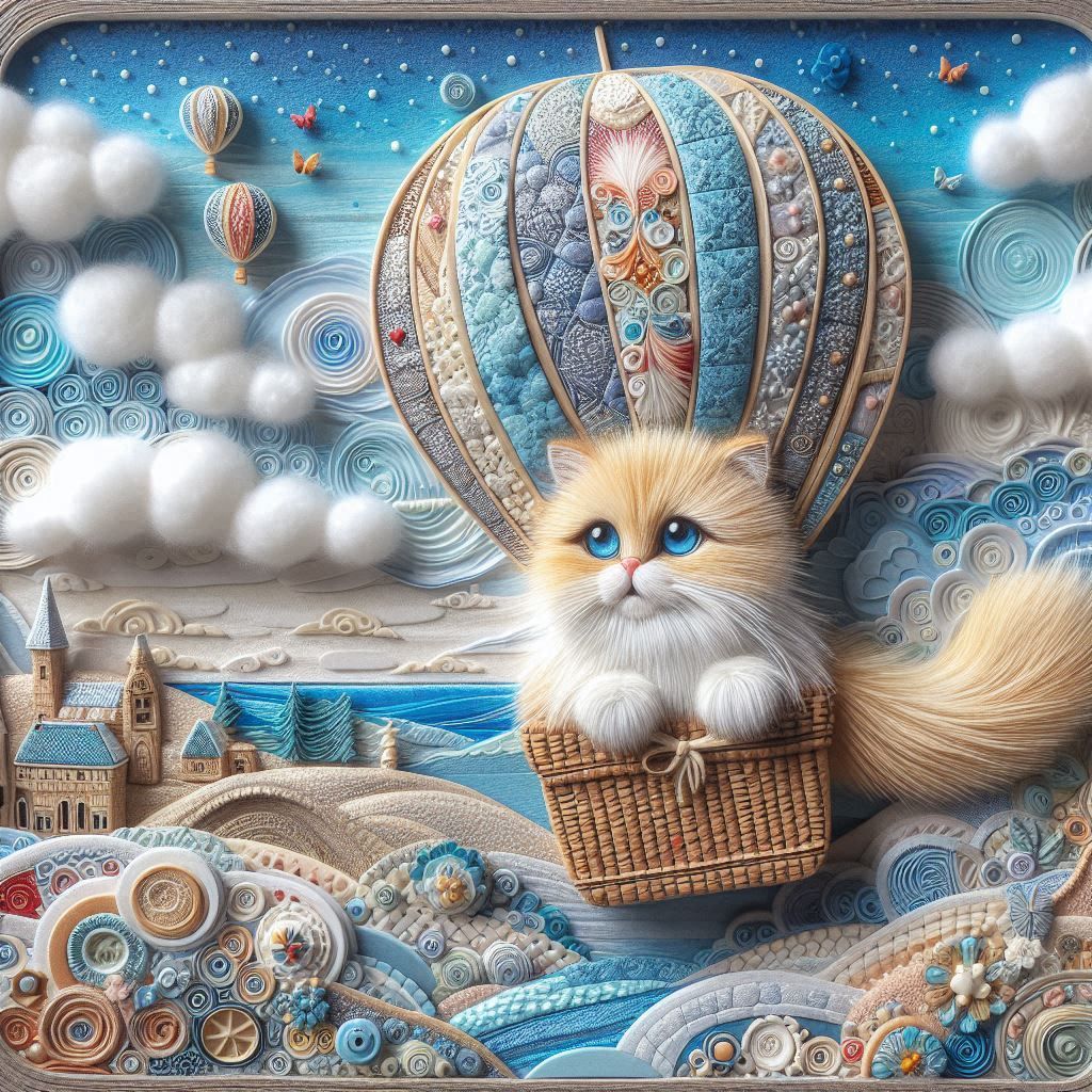 cat in hot air balloon.